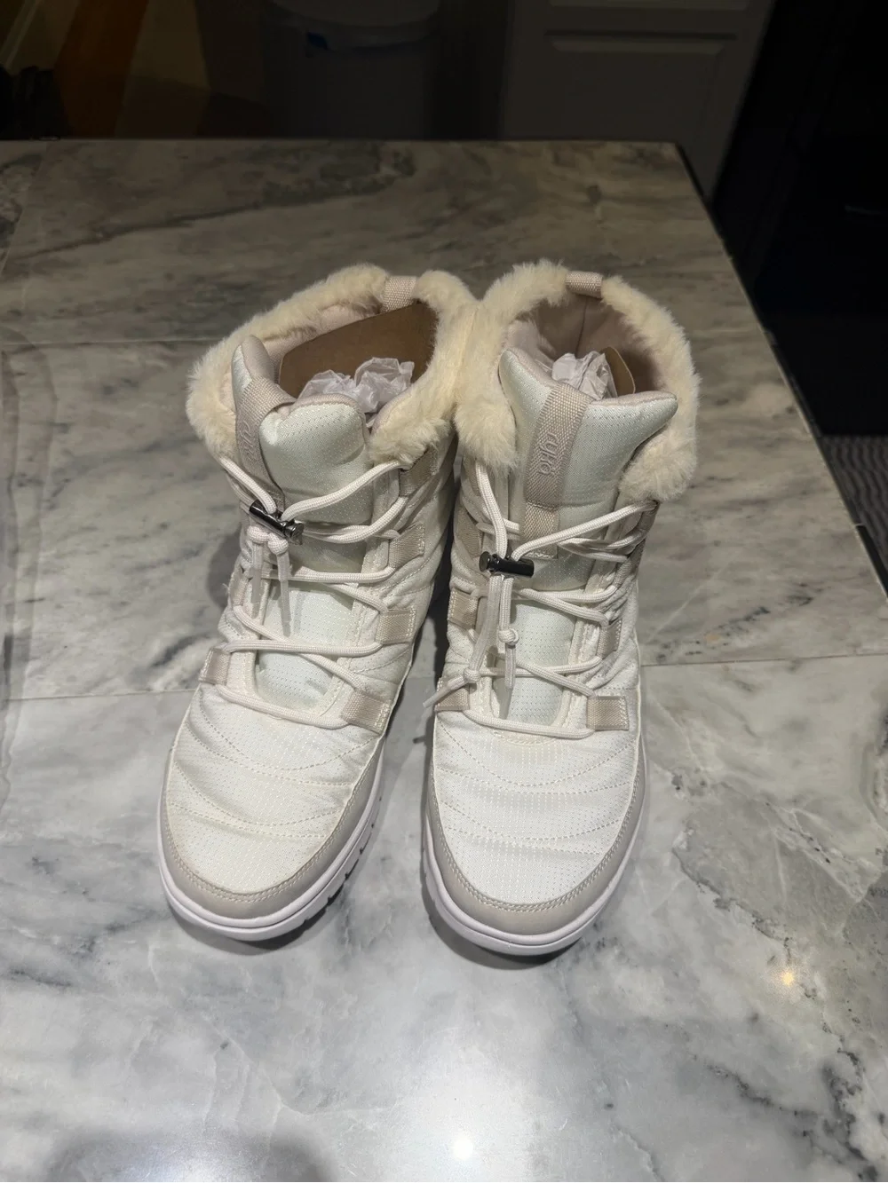 Ryka Women's Cream Faux-Fur Ankle Winter Boots